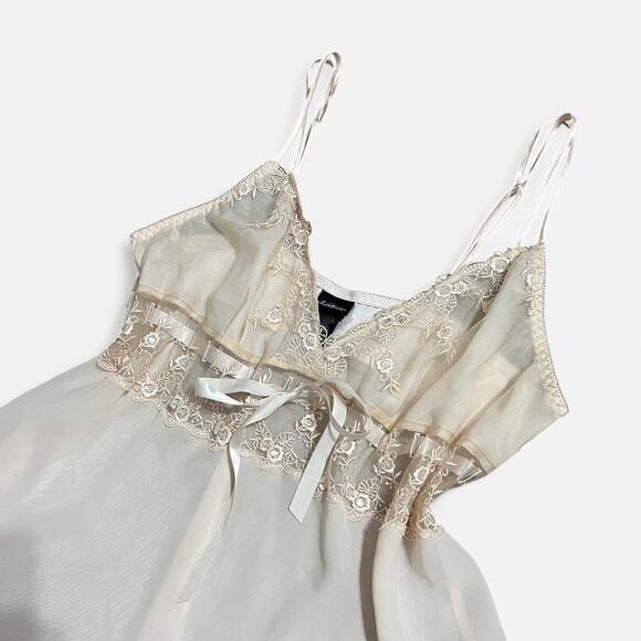 Secret Treasures Nude Floral Embroidered Sequin Coquette Babydoll Slip Dress XL - Picture 2 of 8